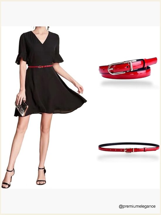 Reversible Skinny Patent Leather Belt Gold Buckle 0.5\